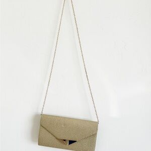 Nina Gold Shimmer Envelope Clutch with Chain